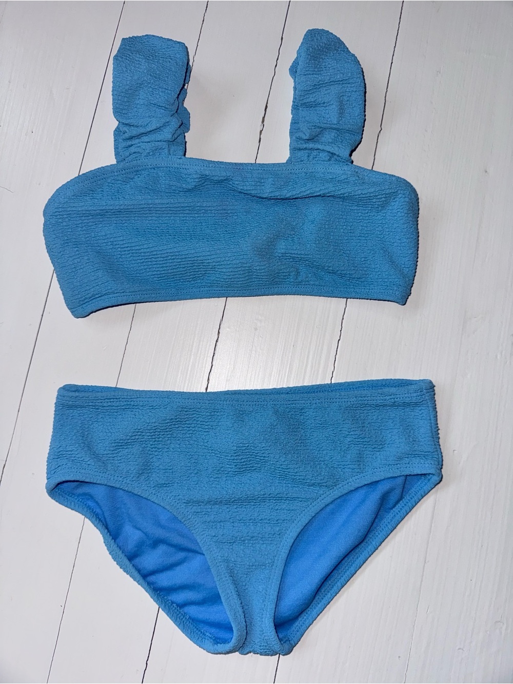 GB Girls Textured Blue Bikini Swimsuit Size 6X